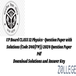 UP Board Class 12 Physics Question Paper 2024 Code 346 FW